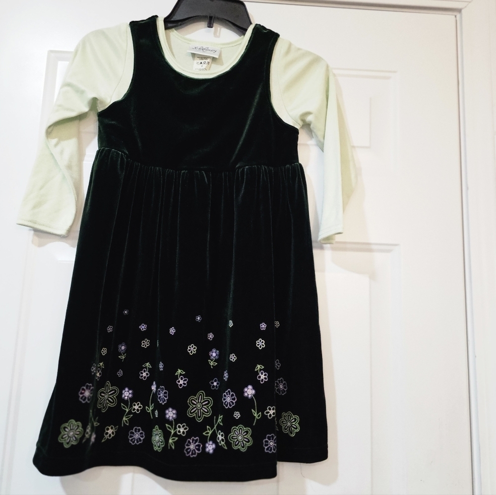 X- trodinary Green Velvet Girls Dress Size 6x